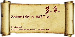 Zakariás Héla névjegykártya